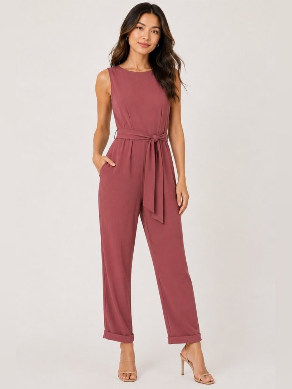 LostApril Open-Back Coral Jumpsuit